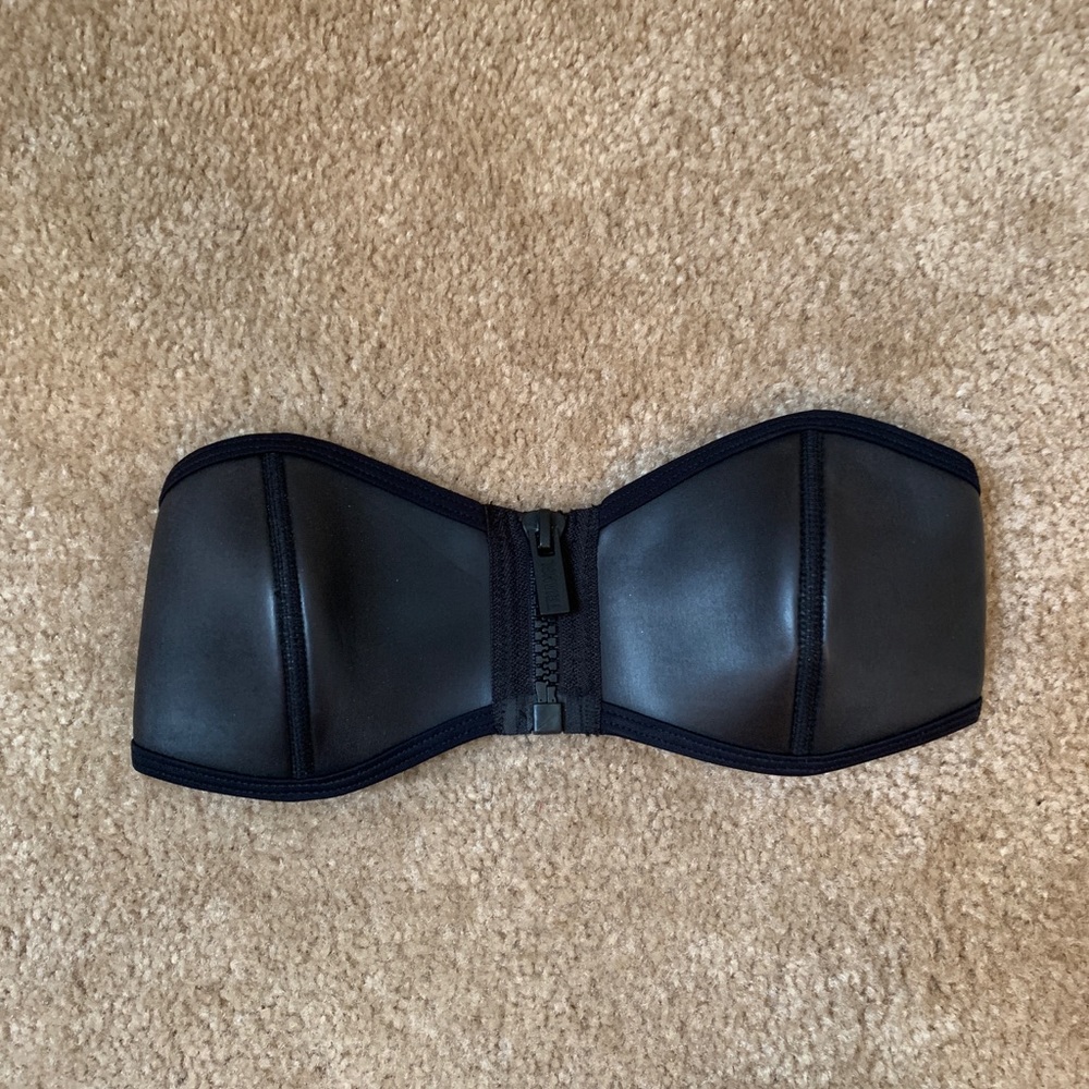 TRIANGL leather-like swim top with zipper